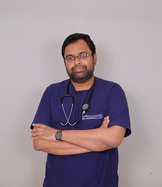 Dr. Peddi Sandeep, skilled MBBS and MD professional delivering advanced oncology care at Sagar Cancer Care Hospital.